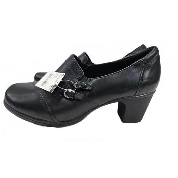 Thom McAn Women's Vintage Black Leather Flossie Heels Wide 9.5 NWT - Picture 1 of 10